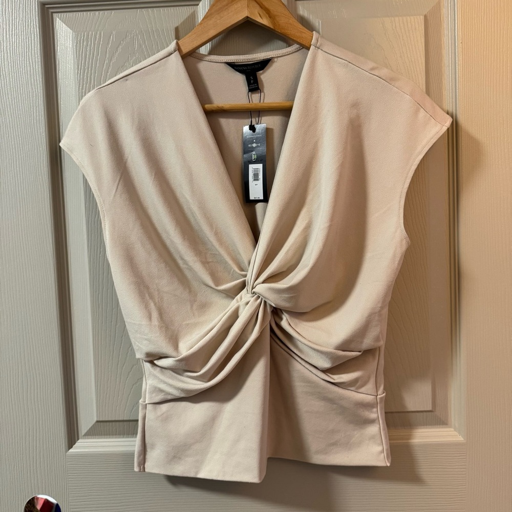 NWT Banana Republic | Elegant Beige Twist-Front Top